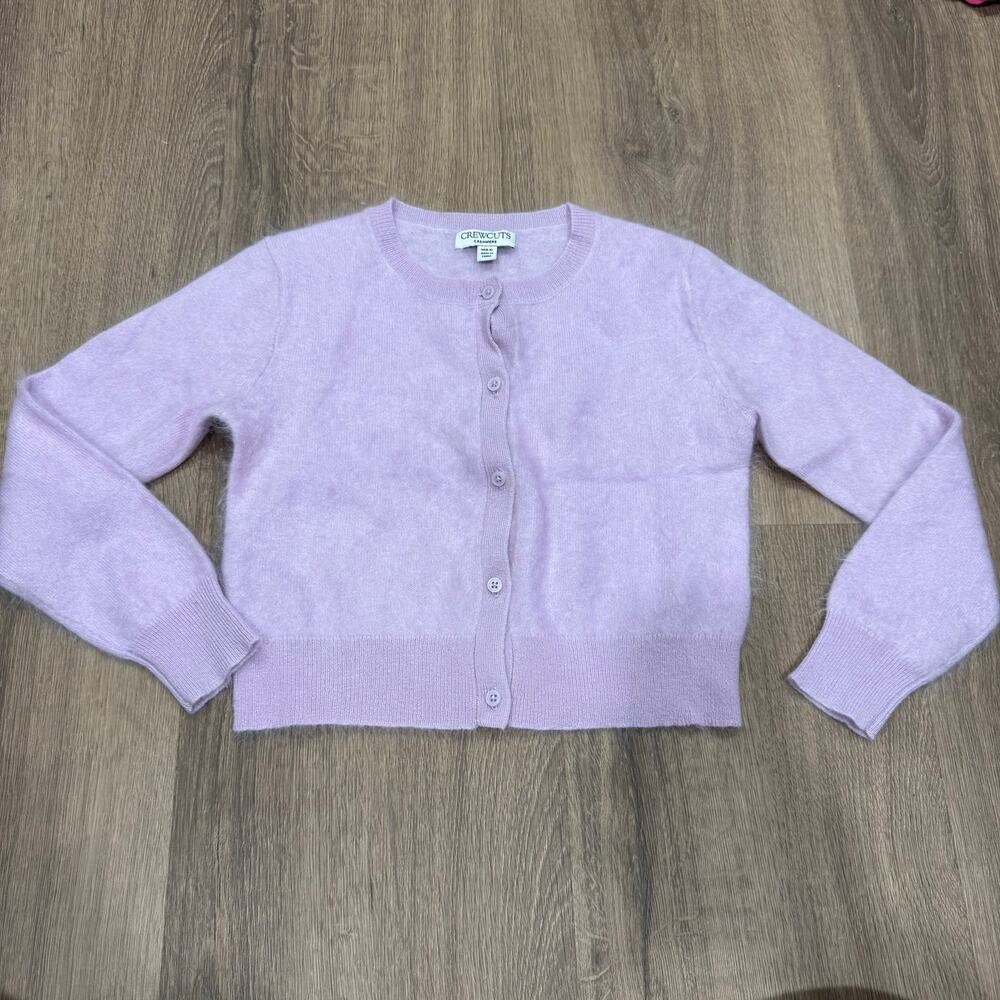 Crewcuts Girls Purple 100% Cashmere Fuzzy Cardigan Sweater Size Medium 8-9Y